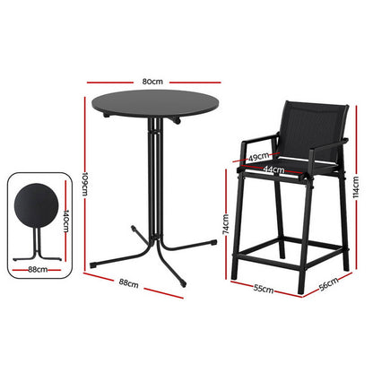 Morley | Modern Black White Metal Indoor Outdoor Bar Stool Set | Black