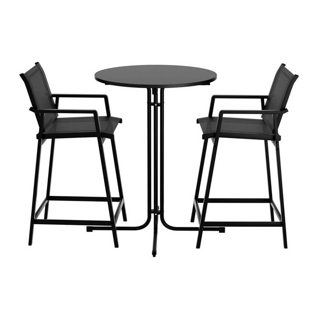 Morley | Modern Black White Metal Indoor Outdoor Bar Stool Set | Black