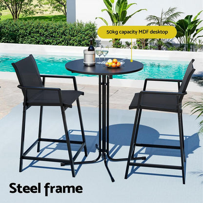 Morley | Modern Black White Metal Indoor Outdoor Bar Stool Set | Black
