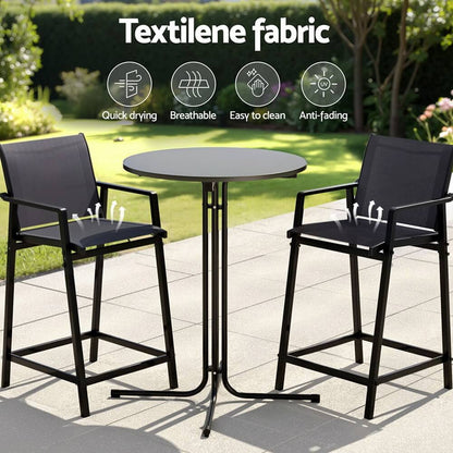 Morley | Modern Black White Metal Indoor Outdoor Bar Stool Set | Black