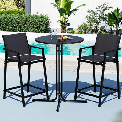 Morley | Modern Black White Metal Indoor Outdoor Bar Stool Set | Black