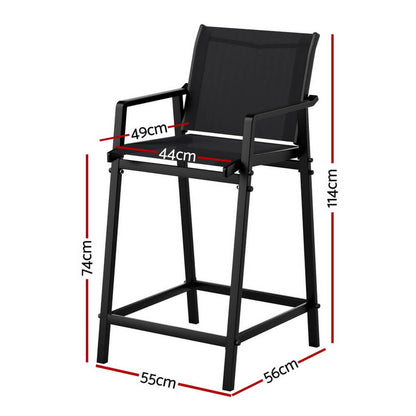 Morley Modern Black Metal Indoor Outdoor Bar Stools Set Of 2 | Black