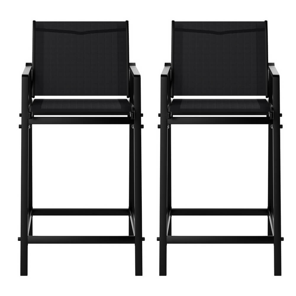 Morley Modern Black Metal Indoor Outdoor Bar Stools Set Of 2 | Black