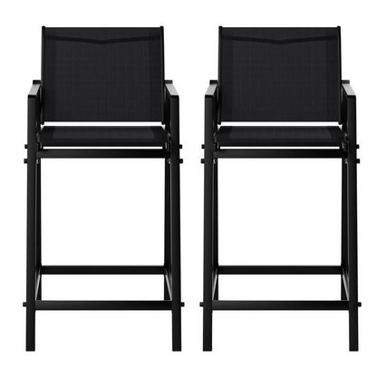 Morley Modern Black Metal Indoor Outdoor Bar Stools Set Of 2 | Black