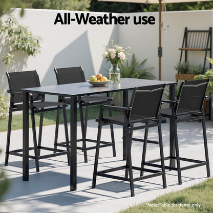 Morley Modern Black Metal Indoor Outdoor Bar Stools Set Of 2 | Black