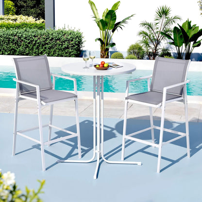 Morley | Modern Black White Metal Indoor Outdoor Bar Stool Set | White