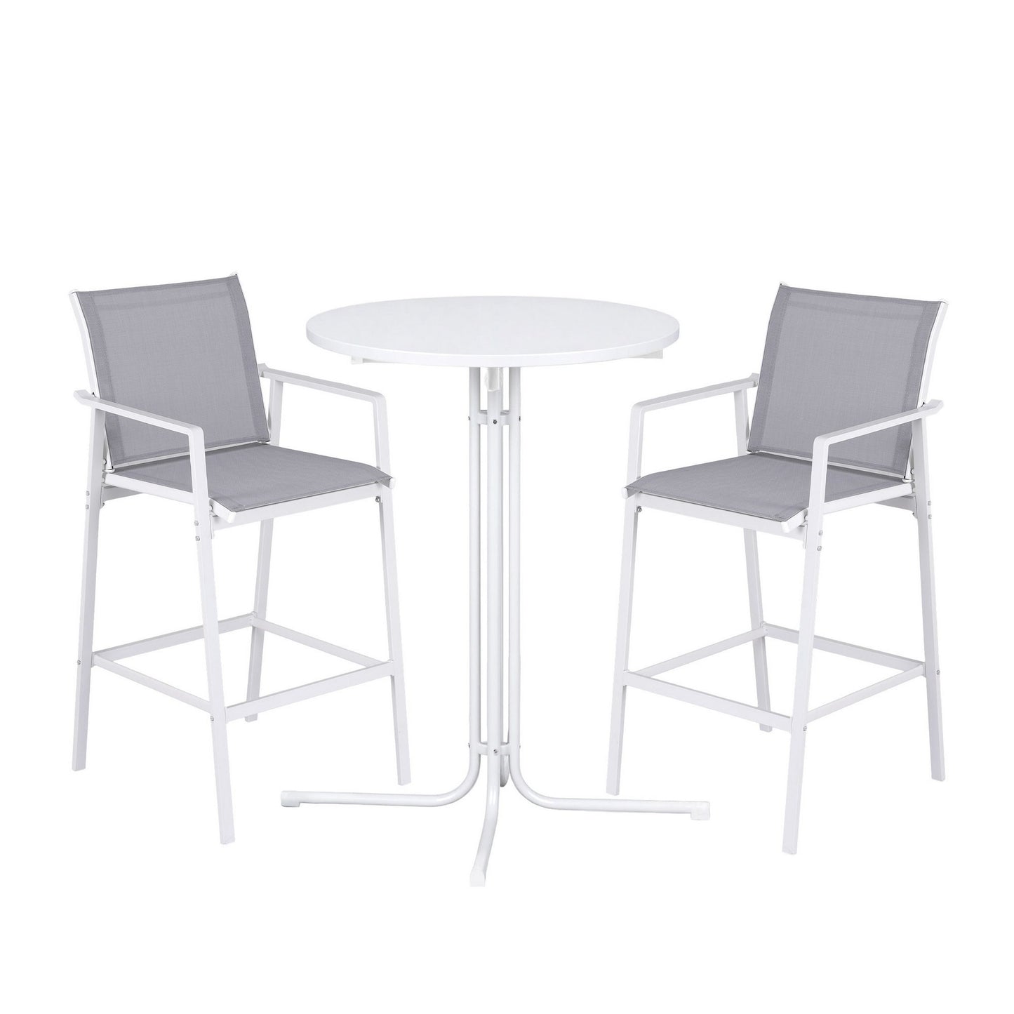 Morley | Modern Black White Metal Indoor Outdoor Bar Stool Set | White