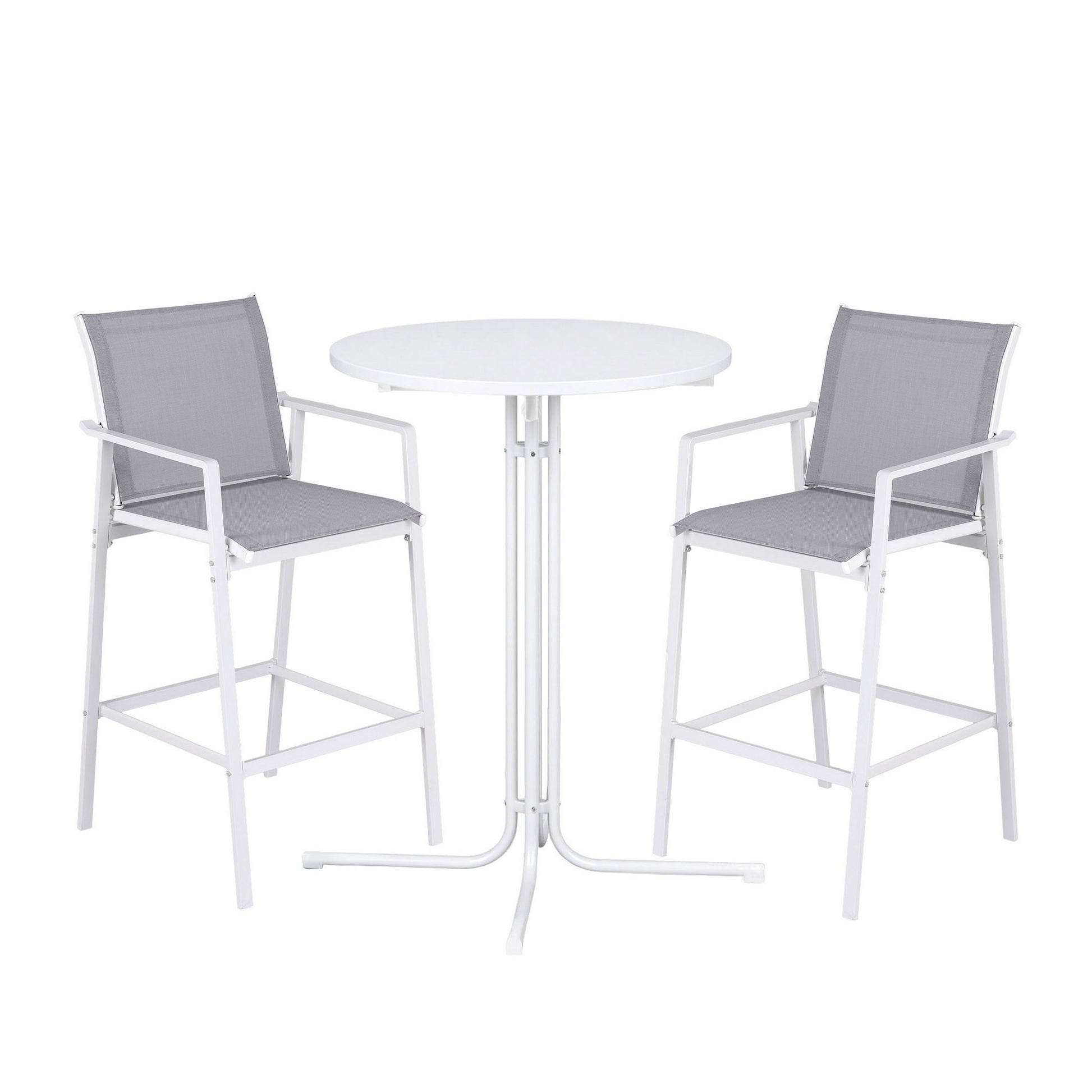 Morley | Modern Black White Metal Indoor Outdoor Bar Stool Set | White