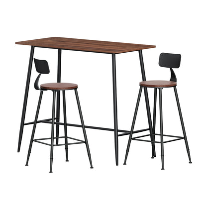 Moroak Denver | Industrial Oak Black Rectangular Wooden Metal Bar Stool Table | Natural