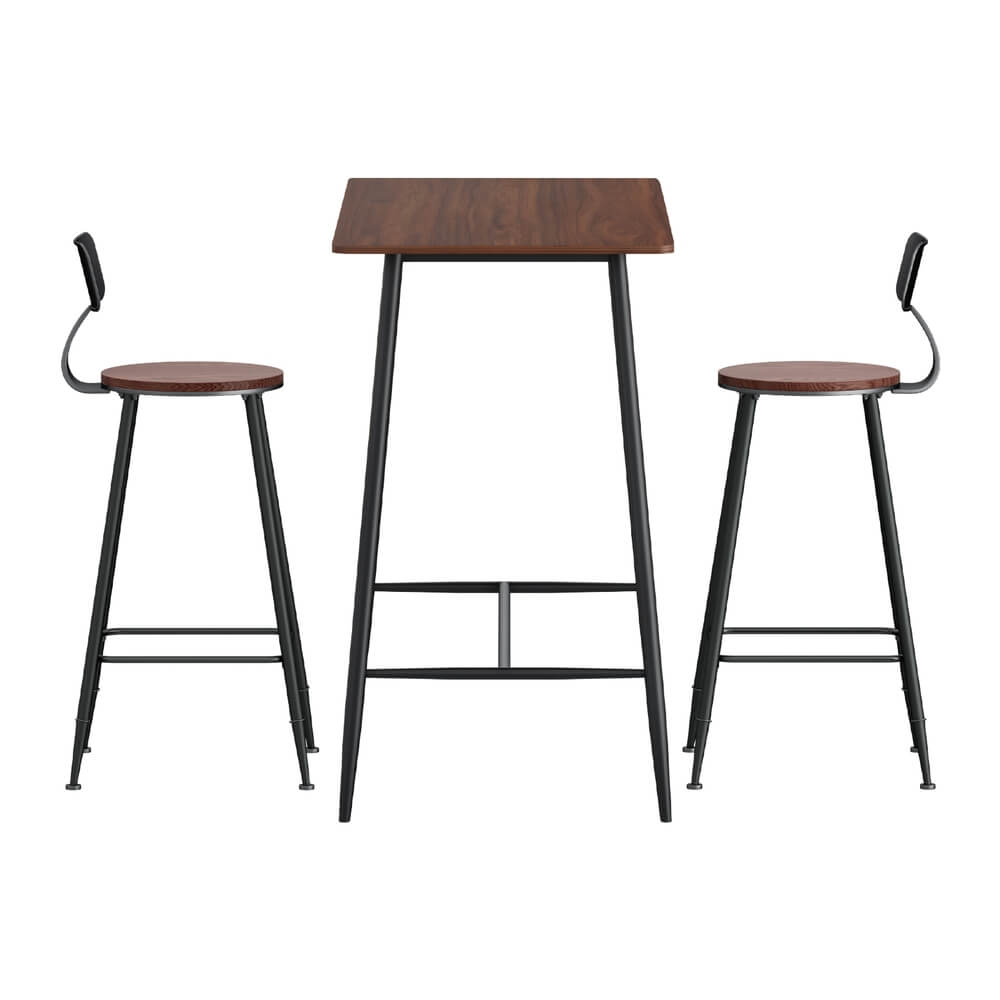 Moroak Denver | Industrial Oak Black Rectangular Wooden Metal Bar Stool Table | Natural