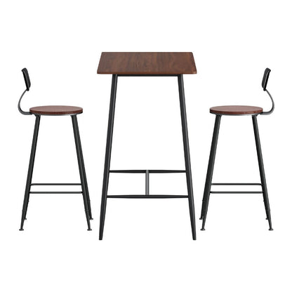 Moroak Denver | Industrial Oak Black Rectangular Wooden Metal Bar Stool Table | Natural