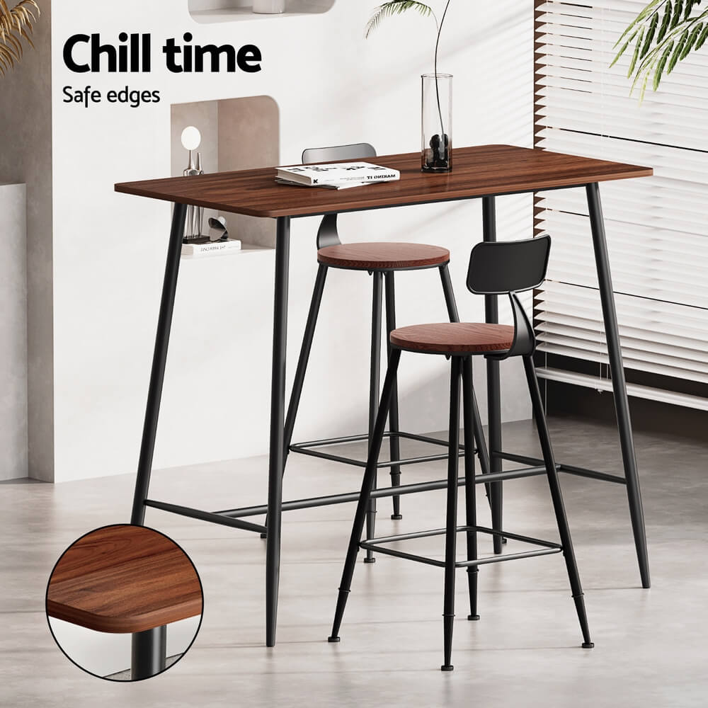 Moroak Denver | Industrial Oak Black Rectangular Wooden Metal Bar Stool Table | Natural