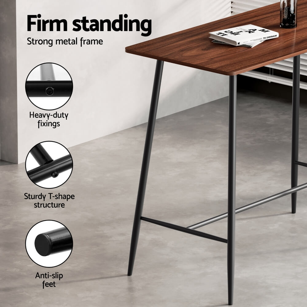Moroak Denver | Industrial Oak Black Rectangular Wooden Metal Bar Stool Table | Natural