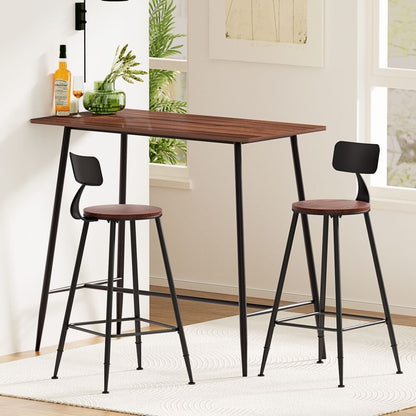 Moroak Denver | Industrial Oak Black Rectangular Wooden Metal Bar Stool Table | Natural