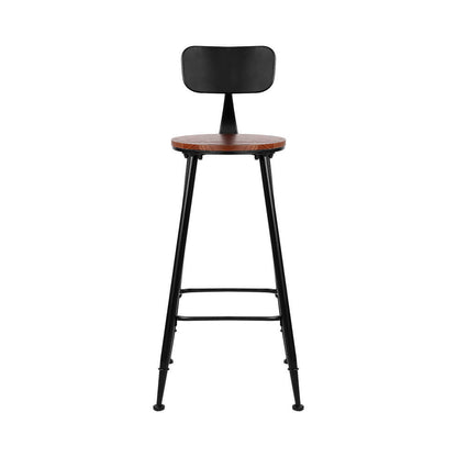 Moroak | Industrial Metal Wooden Bar Stools | Set Of 2 | Dark Brown