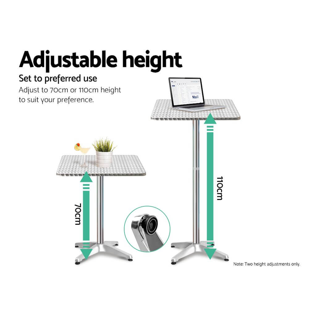 Morrison | Contemporary Silver Metal Outdoor Square Bar Stool Set | Silver