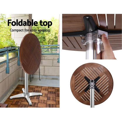 Morrison | Contemporary Silver Metal Outdoor Wooden Round Bar Stool Set | Silver