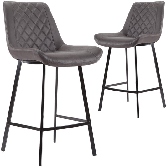 Murchison | Modern Ultra Suede Upholstered Bar Stools | Set Of 2 | Charcoal