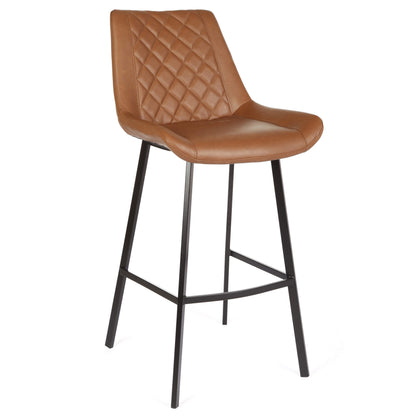 Murchison | Modern Ultra Suede Upholstered Bar Stools | Set Of 2 | Antique Cognac