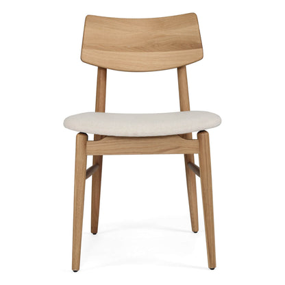 Nantes | Coastal Linen Fabric Natural Wooden Dining Chair