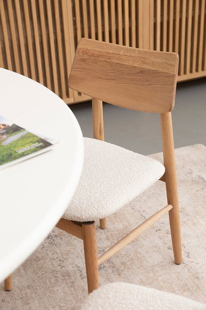 Nantes | Coastal Linen Fabric Natural Wooden Dining Chair