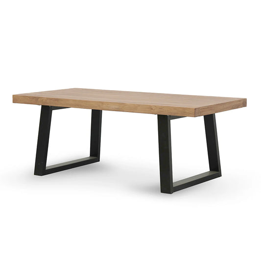 Narrabeen | Metal Reclaimed Elm Natural 1.98 Rectangular Wooden Dining Table