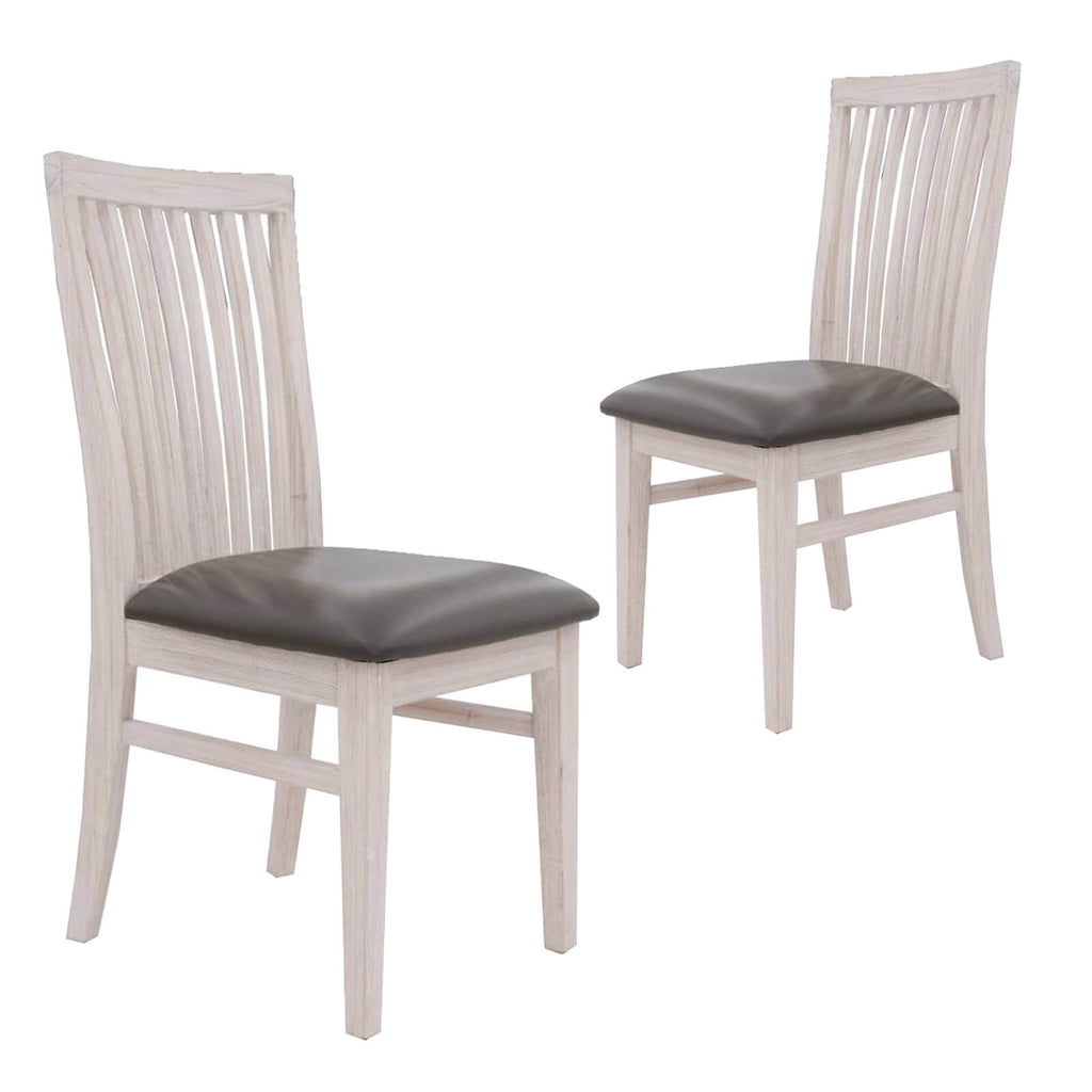 Noble | Farmhouse Grey PU Leather Wooden Dining Chairs | Set Of 2
