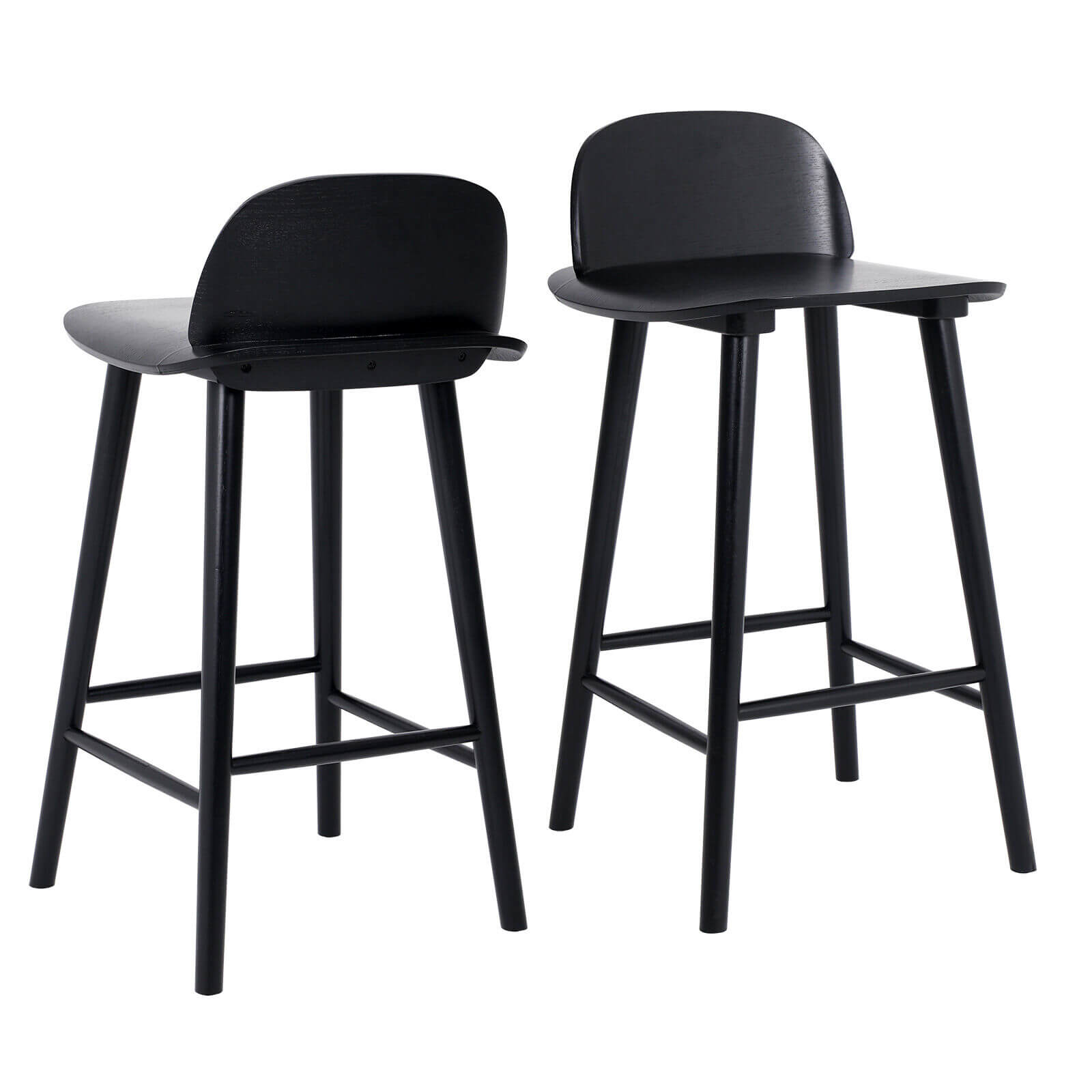 Black Modern Scandinavian Style 65cm Wooden Bar Stools | Black