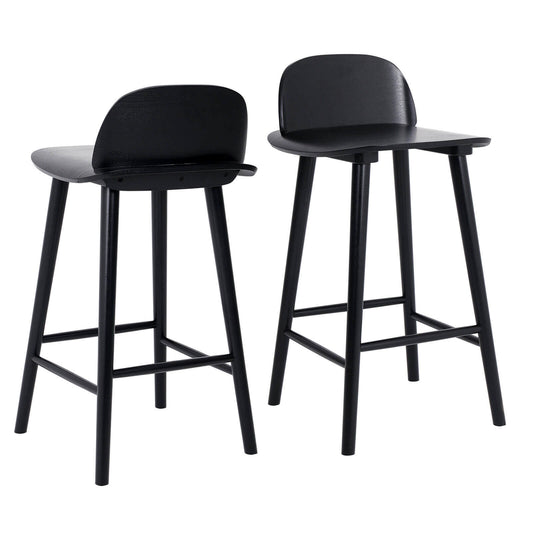 Black Modern Scandinavian Style 65cm Wooden Bar Stools | Black