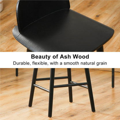 Black Modern Scandinavian Style 65cm Wooden Bar Stools | Black