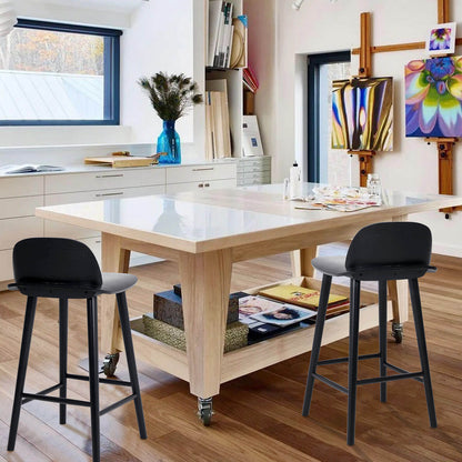 Black Modern Scandinavian Style 65cm Wooden Bar Stools | Black