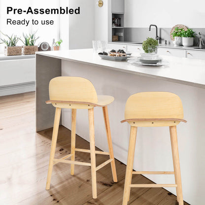 Natural Modern Scandinavian Style 65cm Wooden Bar Stools | Natural