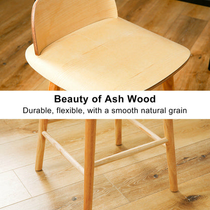 Natural Modern Scandinavian Style 65cm Wooden Bar Stools | Natural