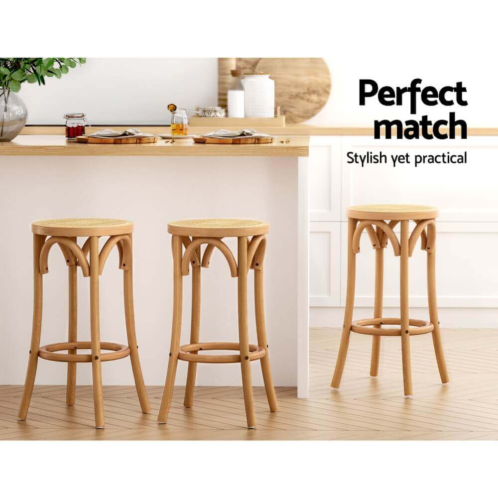 Oak Park | Country Coastal Natural Rattan Wooden Bar Stool | Natural