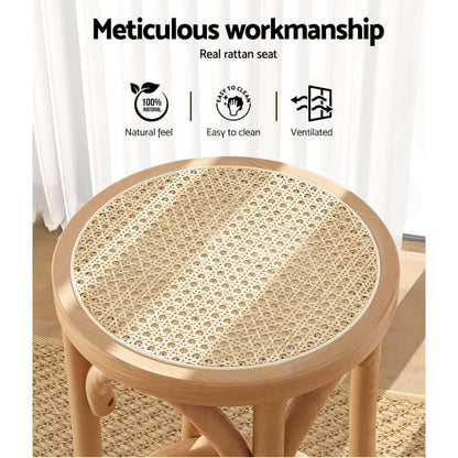 Oak Park | Country Coastal Natural Rattan Wooden Bar Stool | Natural