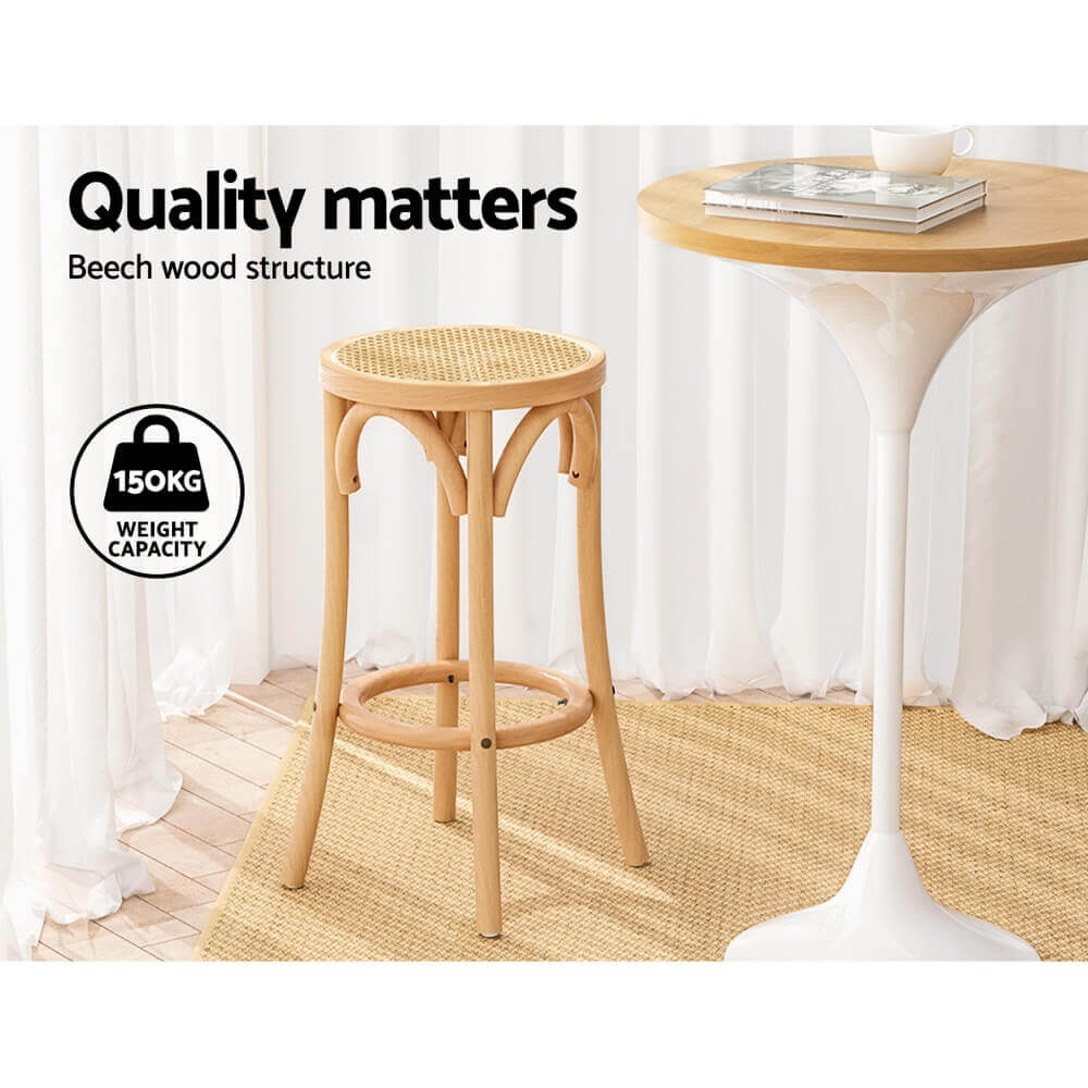 Oak Park | Country Coastal Natural Rattan Wooden Bar Stool | Natural
