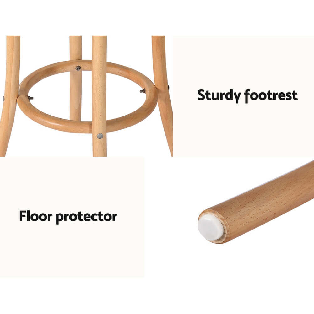Oak Park | Country Coastal Natural Rattan Wooden Bar Stool | Natural