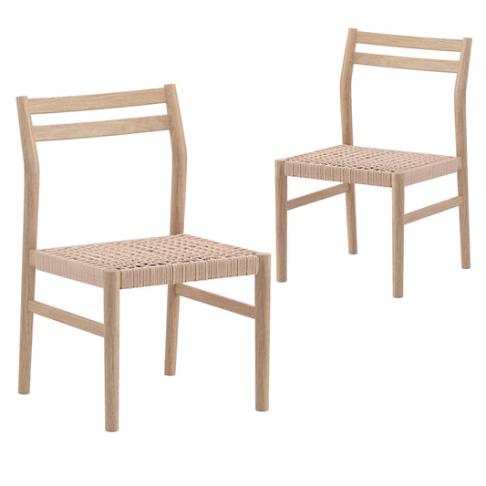 Oakside | Natural Rope Oak Wooden Dining Chairs | Set Of 2 | Natural