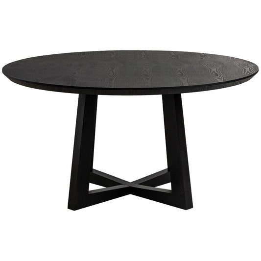 Oceanside | Coastal 1.5m Round Wooden Dining Table | Black