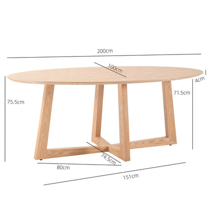 Oceanside | Coastal 2m Oval Wooden Dining Table | Natural