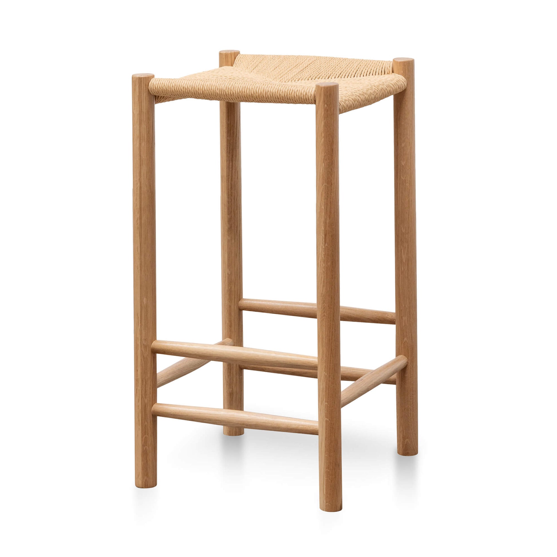 Otway | Backless Coastal Natural Wooden Rattan Bar Stool | Natural