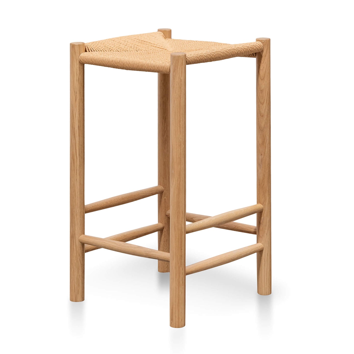 Otway | Backless Coastal Natural Wooden Rattan Bar Stool | Black