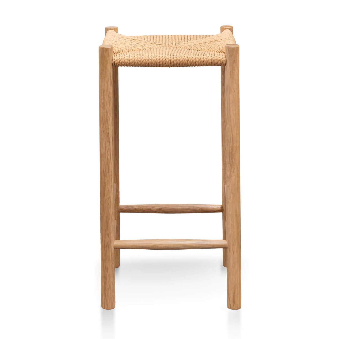 Otway | Backless Coastal Natural Wooden Rattan Bar Stool | Black