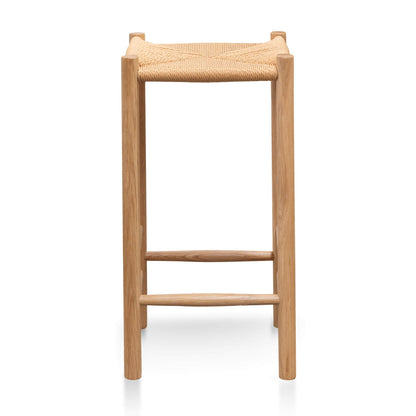 Otway | Backless Coastal Natural Wooden Rattan Bar Stool | Black