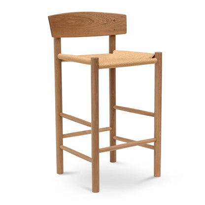 Otway | Coastal Natural Wooden Rattan Bar Stool | Natural