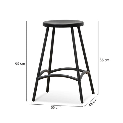 Overdale | Industrial Wooden Metal Bar Stool | Otway | Coastal Natural Wooden Rattan Bar Stool | Black