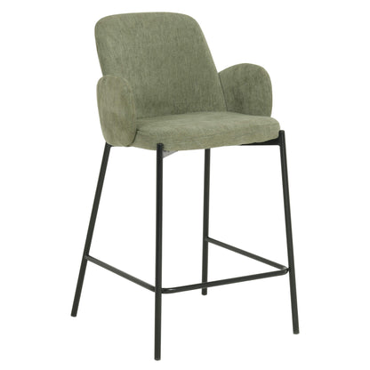 Owen | Modern Metal Fabric Bar Stools | Set Of 2 | Sage