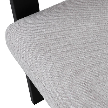 Oxley | Coastal Stone Beige Fabric Black Natural Wooden Dining Chairs With Arms | Set Of 2 | Black