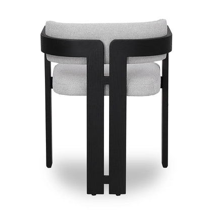 Oxley | Coastal Stone Beige Fabric Black Natural Wooden Dining Chairs With Arms | Set Of 2 | Black