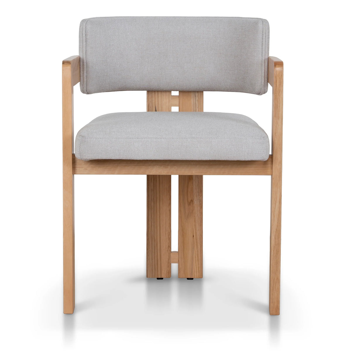 Oxley | Coastal Stone Beige Fabric Black Natural Wooden Dining Chairs With Arms | Set Of 2 | Natural Ash